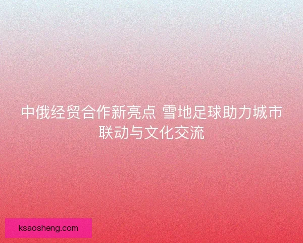 中俄经贸合作新亮点 雪地足球助力城市联动与文化交流